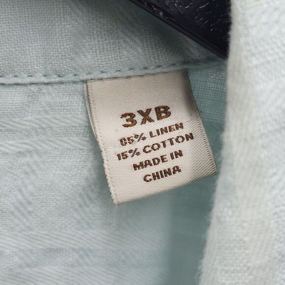 Caribbean Linen Blend Button Up Shirt Mens 3XB Mint Green Keep Cool Coastal - Picture 6 of 11